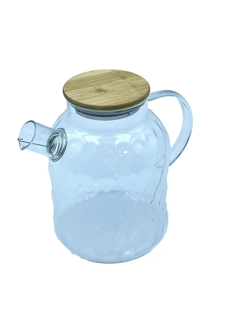 Teapot TP-1804 | Стеклянный чайник 1800 мл с деревянной крышкой