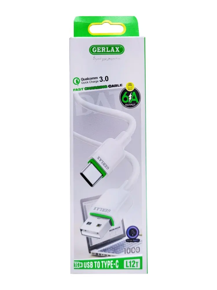 GERLAX L12T | Type-C Fast Charger Cable 6A USB 3.0