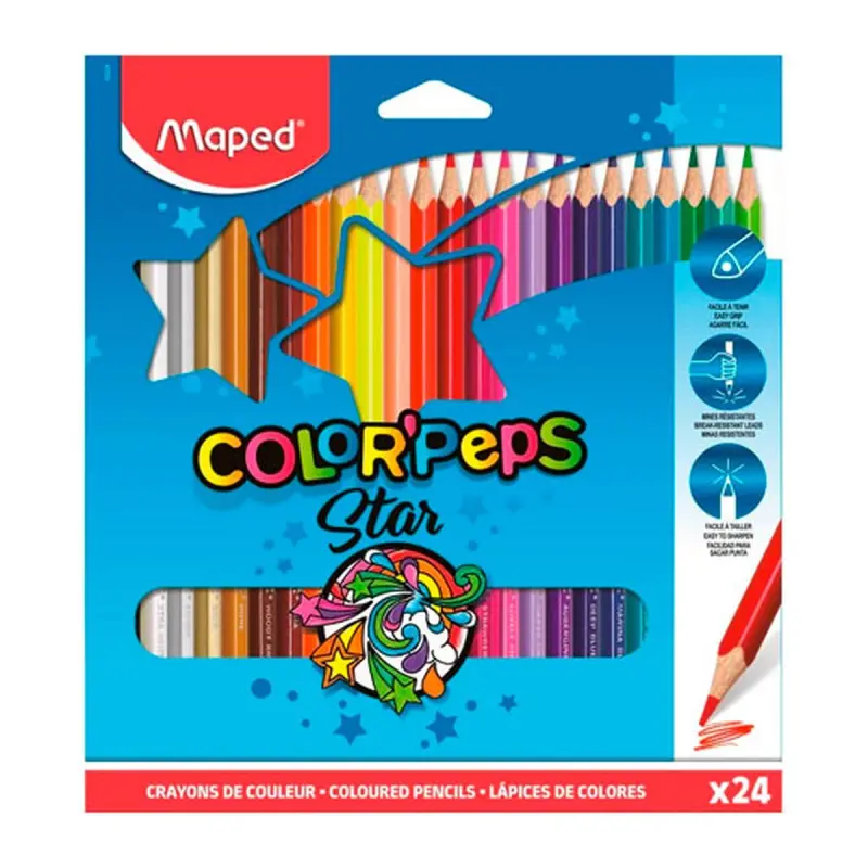 Maped 183224 | Colored Pencils 24 Colors Break-Resistant Box