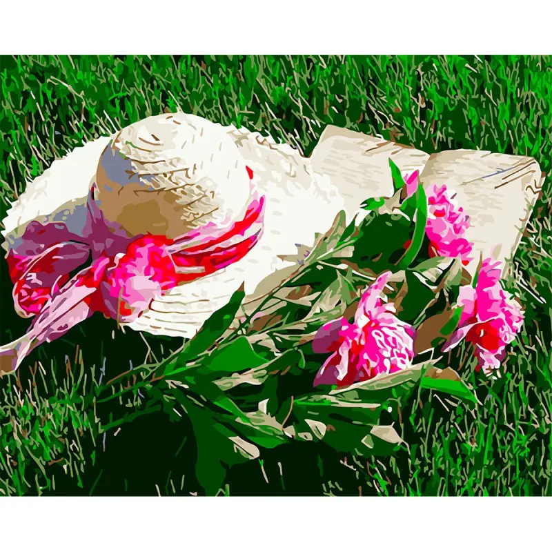 YS YS45901 | Paint by Numbers Set 40x50 cm Peonies Book & Broken Hat