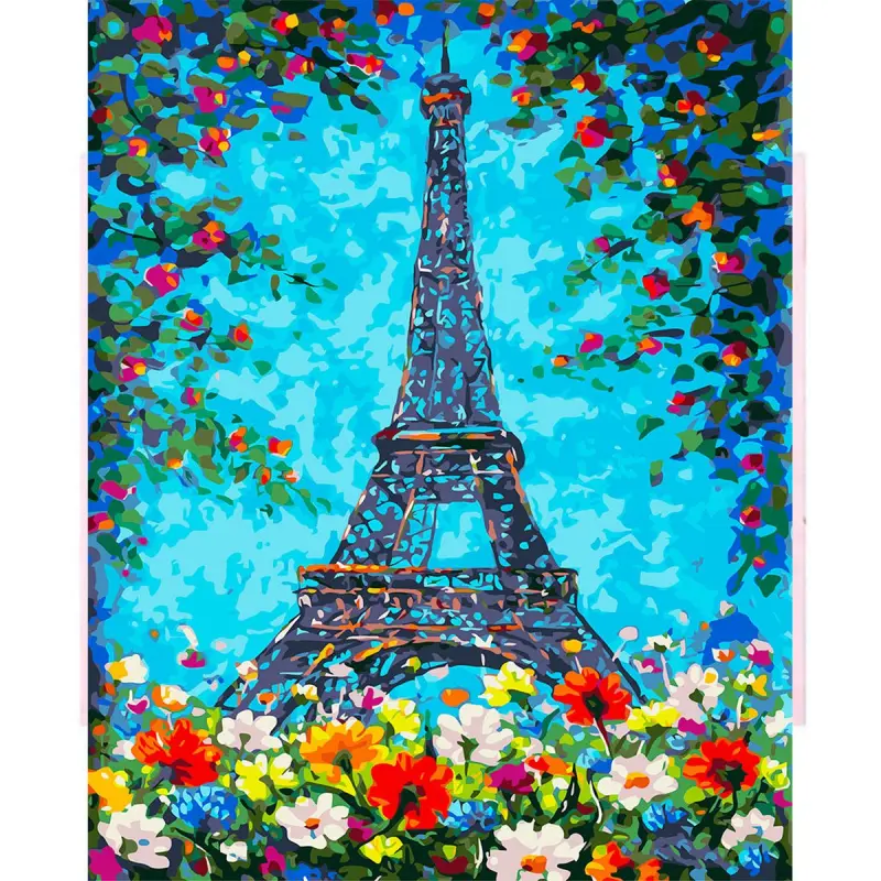 BK BK-00100743 | Картина по номерам 40x50 см Эйфелева башня в цвету