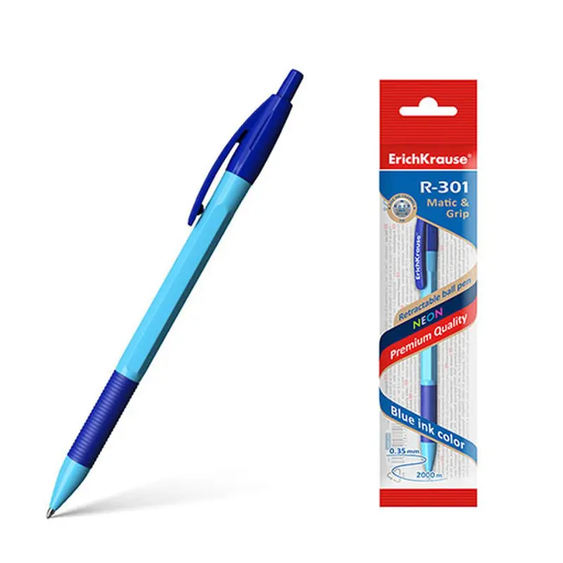 ErichKrause R-301 Neon Matic&Grip | Автоматическая шариковая ручка 0,7 мм синяя