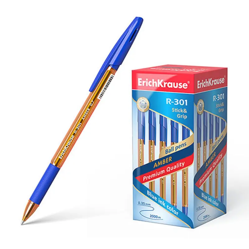 ErichKrause R-301 Amber Stick&Grip | Шариковая ручка 0,7 мм синяя