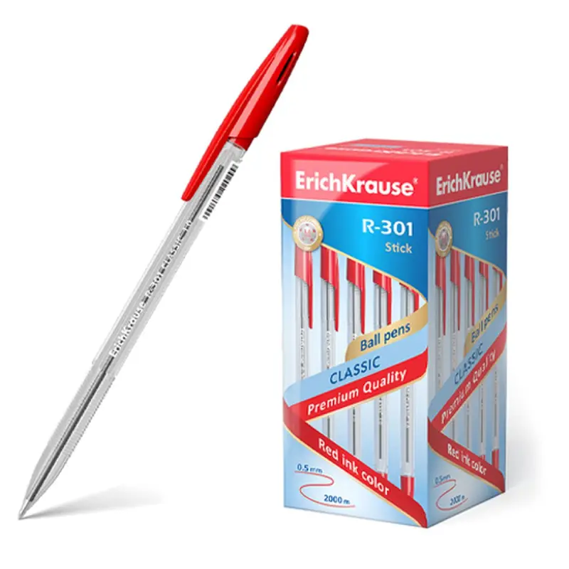 ErichKrause R-301 Classic Stick | Шариковая ручка 1.0 мм, красные чернила