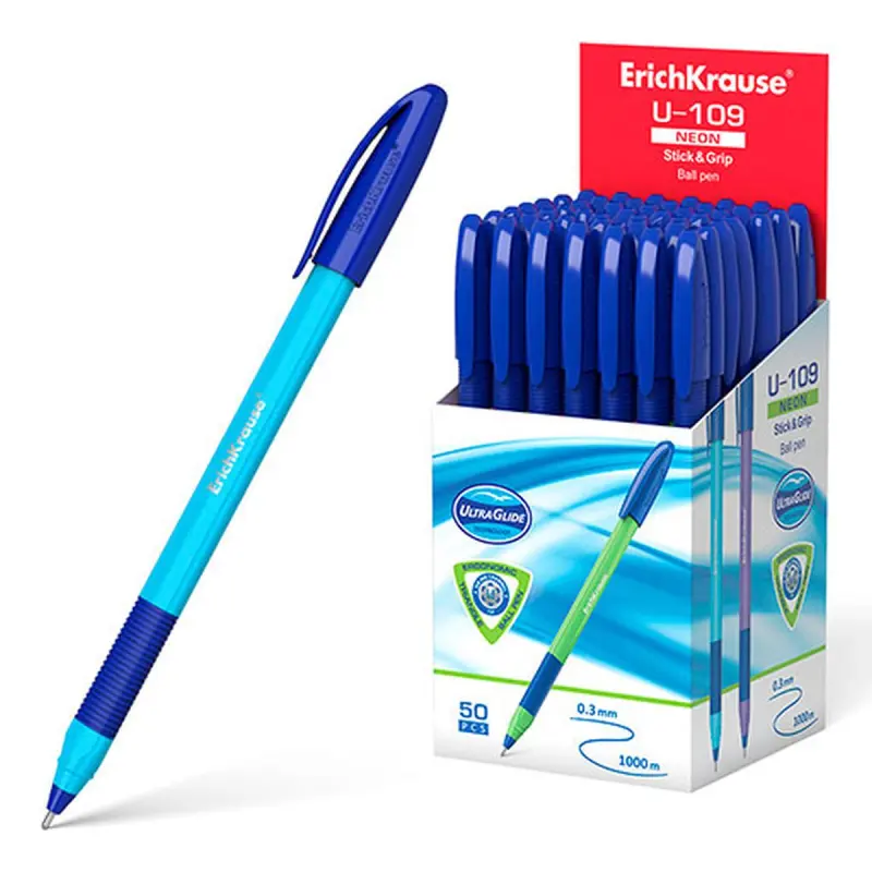 Neon Stick&Grip U-109 BK-00051548 | Шариковая ручка 1,0 мм синий