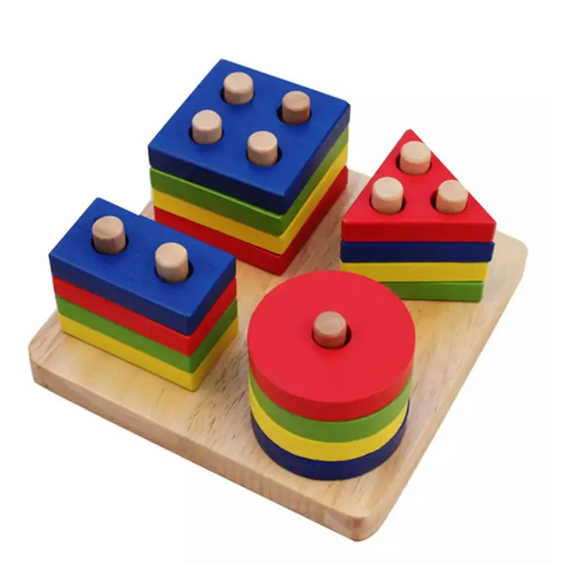 BK BK-00081638 | Wooden Puzzle Column of Geometric Shapes 13.5x13.5 cm