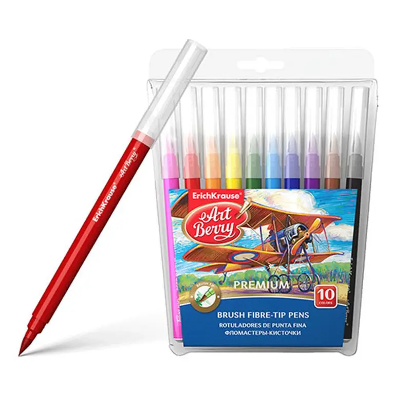 ErichKrause BK-00043499 | Brush Markers 10 Colors Easy Washable
