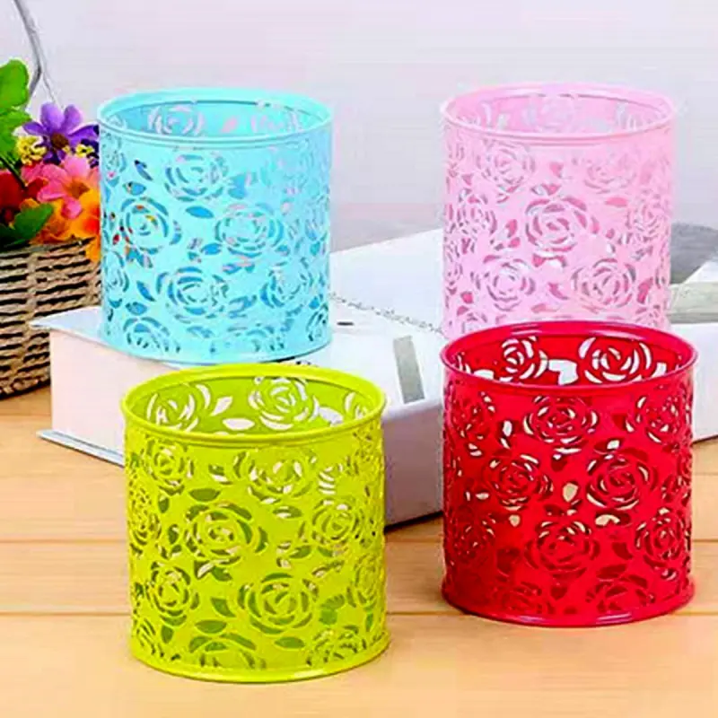 BK BK-00011831 | Pen Holder Rose Pattern Durable Plastic
