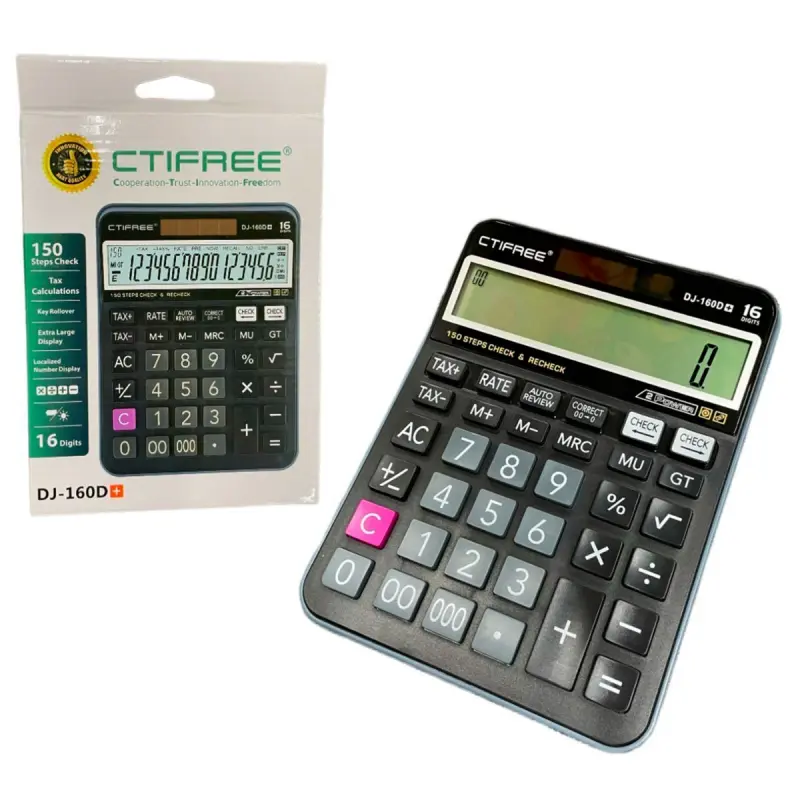 CTIFREE DJ-160D | Desktop Calculator 16-Digit LCD Display
