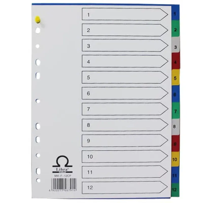 Libra 00-00005569 | Bölüji 1-12 reňkli tab çydamly karton