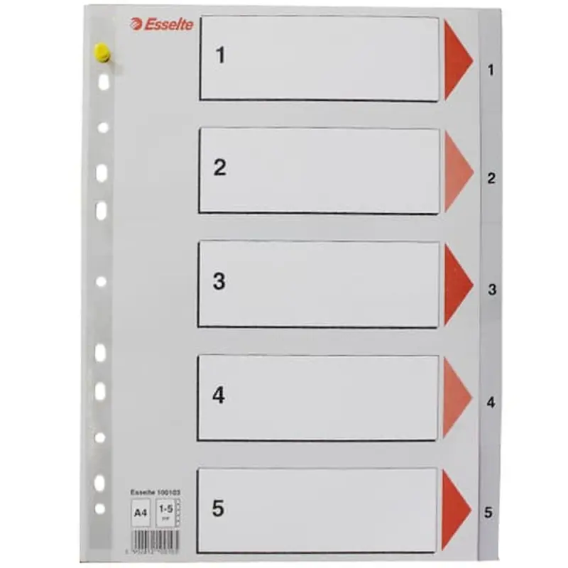 Esselte 00-00001125 | File Divider 1-5 Sections A4 Compatible