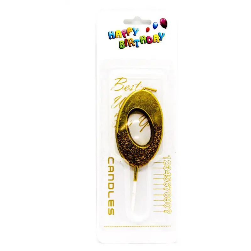 Свечи-цифры BK-00050996 | Number Candle 0 Gold Glitter