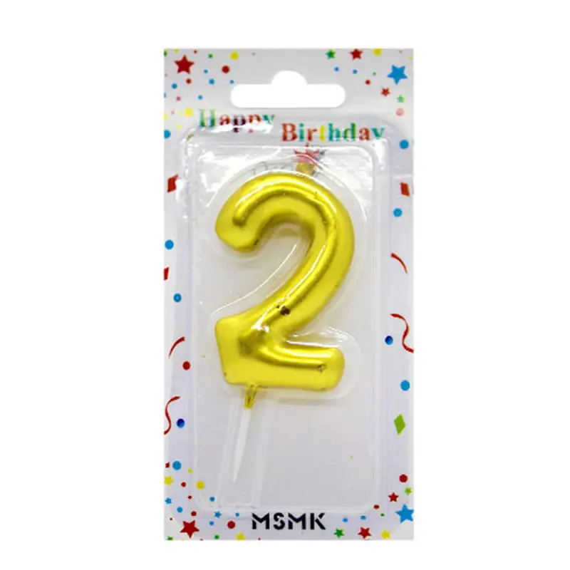MG-MSMK BK-00054734 | Number Candle for Cakes Gold Metallic '2'