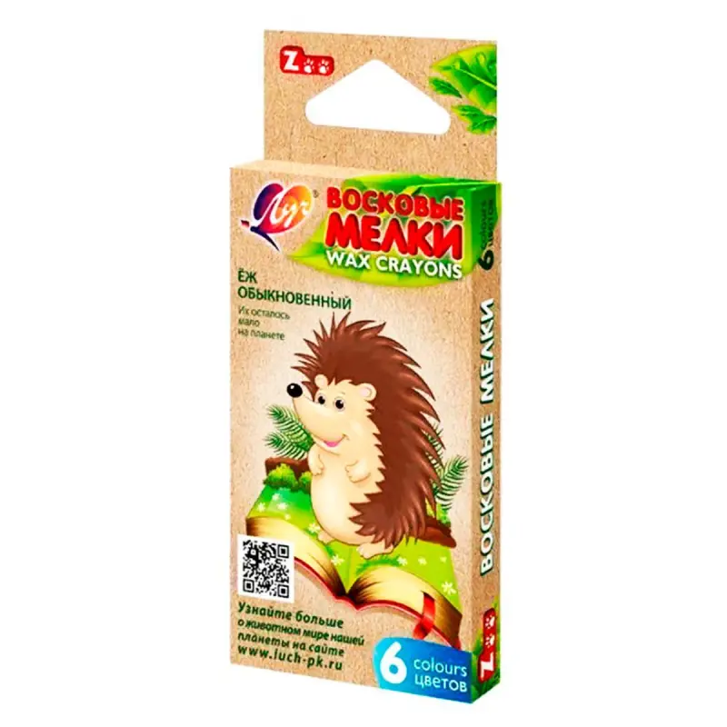 Луч Классика BK-00052239 | Восковые мелки 6 шт Ассорти Zoo