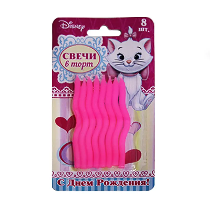 Коты аристократы BK-00082025 | Birthday Cake Candles Pink Aristocats Theme