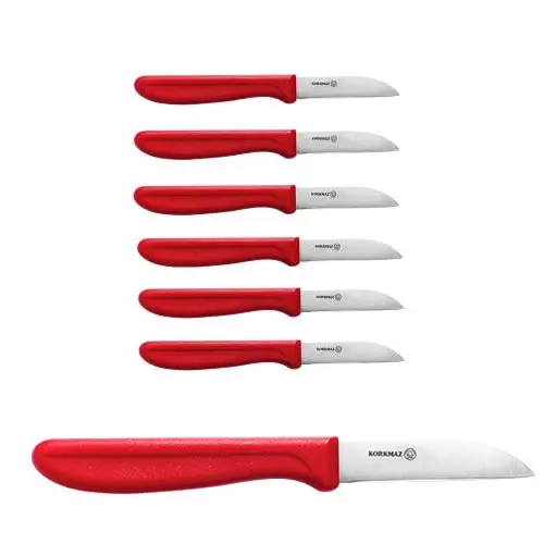 KORKMAZ A553 | Fruit Knife Set 6 pcs Stainless Steel Red