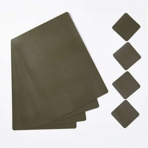 KORKMAZ A8995-3 | Placemat Set Green Leather 4 pcs