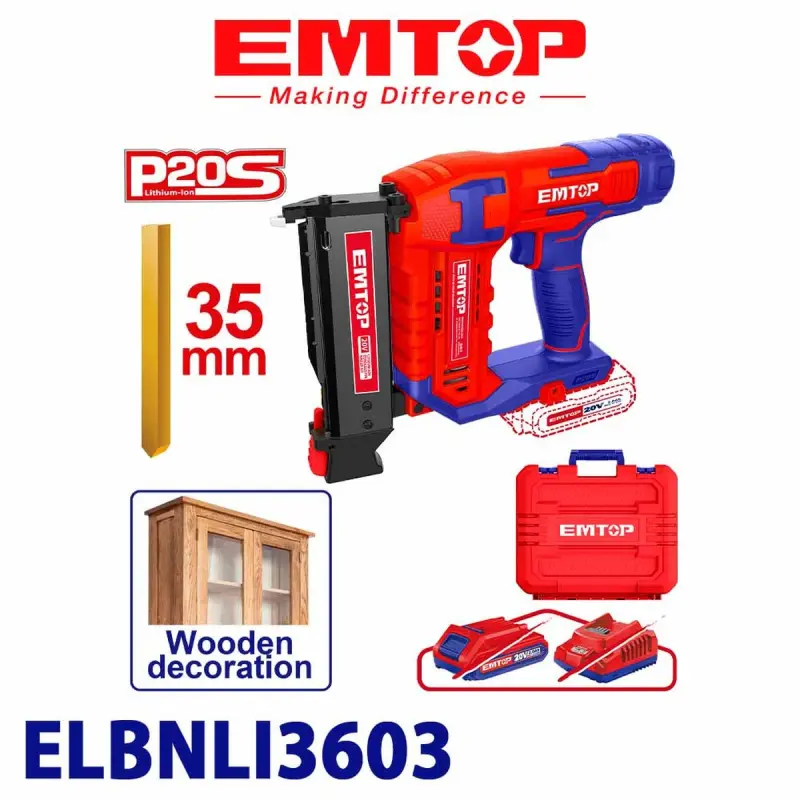 Emtop ELBNLI3603 | Pnewmopistolet 35mm 20V (Batareýasy ýok)