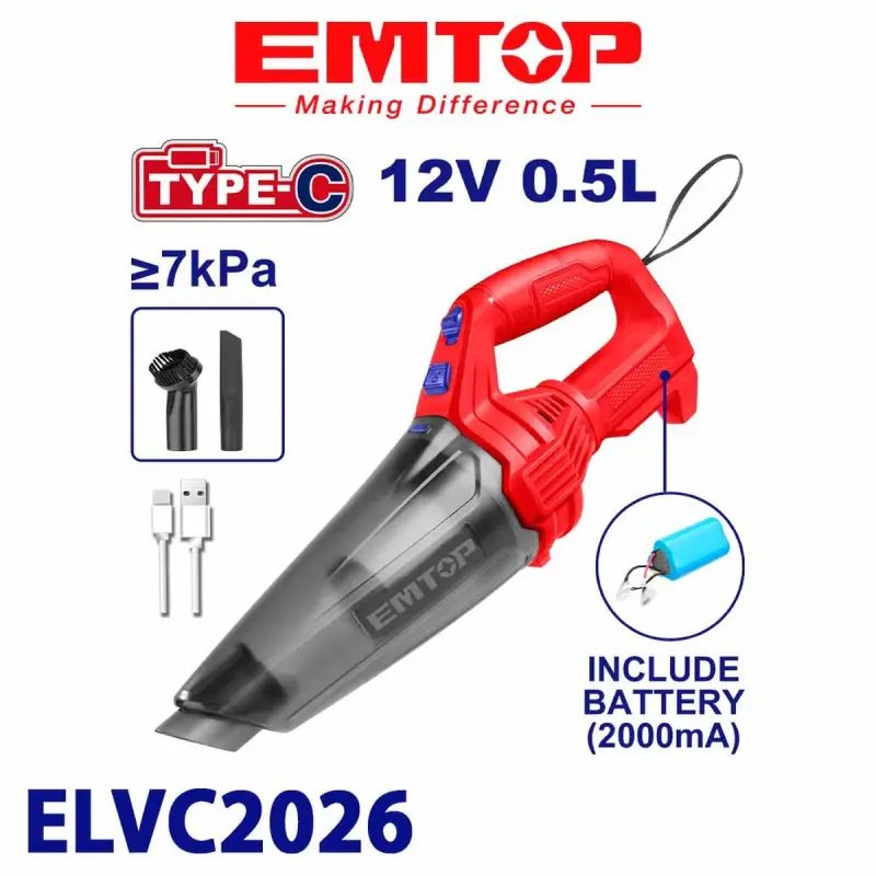 Emtop ELVC2026 | Akkumýatorly Tozan Sorujy 11.1V 0.5L