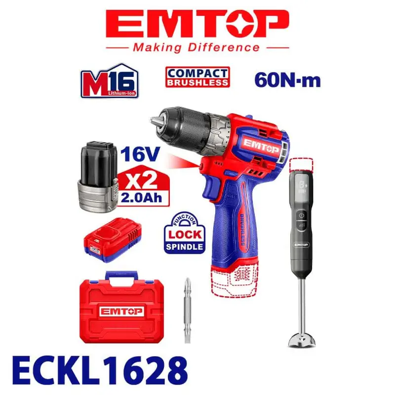 Emtop ECKL1628 | Akkumulyatorly Şurup Buraw 16V 60Nm + Blender