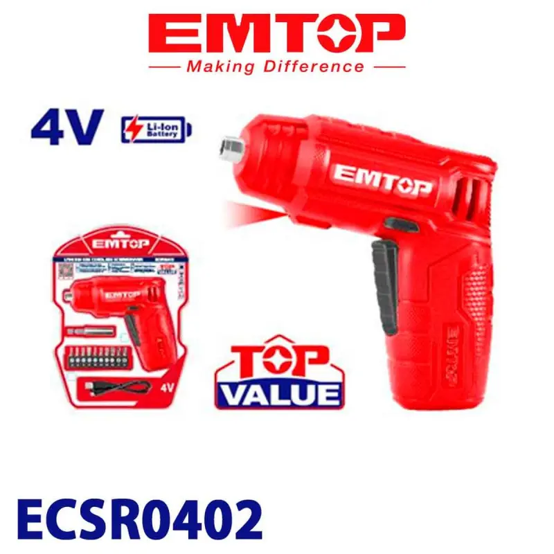 Emtop ECSR0402 | Akkumulýatorly buraw 4V 1/4 dýuým