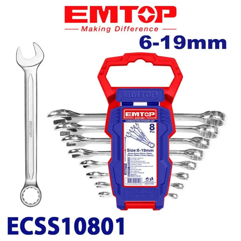 Emtop ECSS10801 | Набор ключей 8 шт 6–19 мм