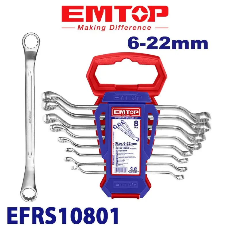 Emtop EFRS10801 | Набор накидных ключей 8 шт 6-22 мм