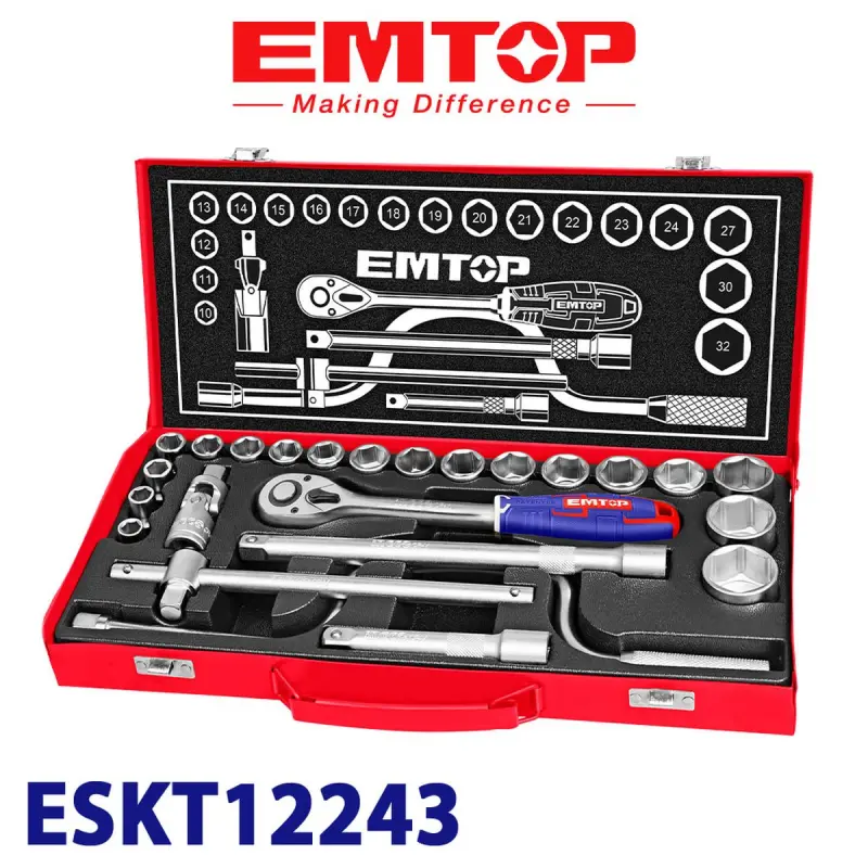 Emtop ESKT12243 | Набор головок 24 шт закаленная сталь
