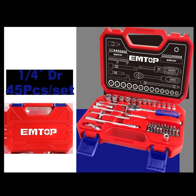 Emtop ESKT14451 | Набор Головок 45 шт Хром-ванадий