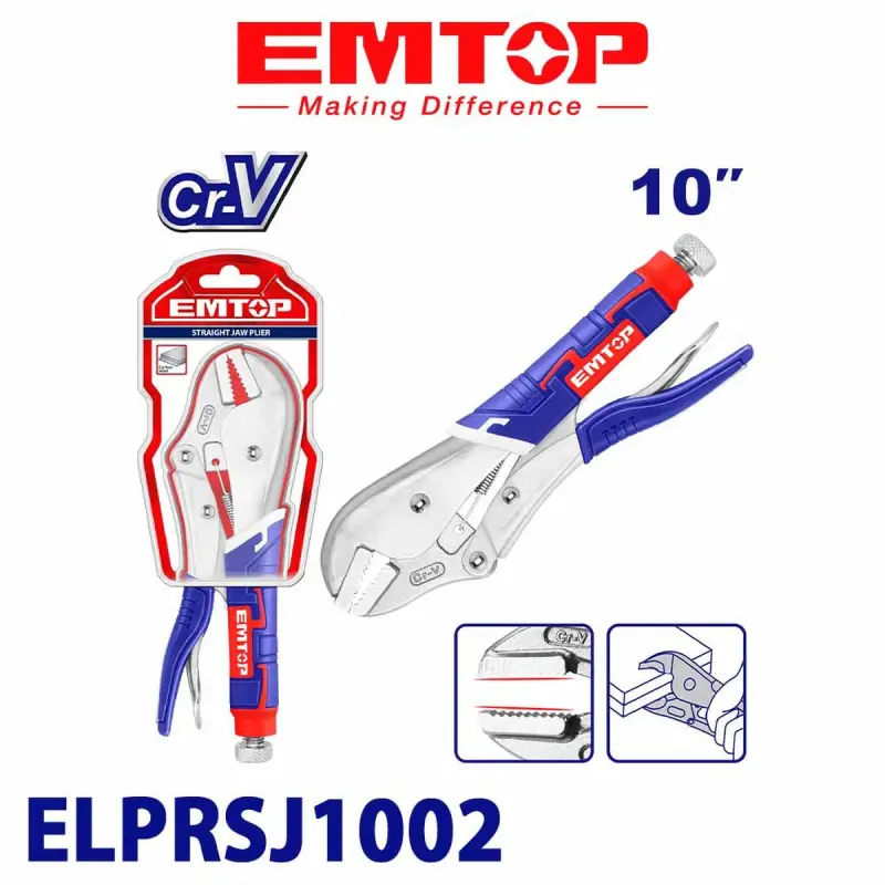 Emtop ELPRSJ1002 | Locking Pliers 10 Inch Heavy-Duty