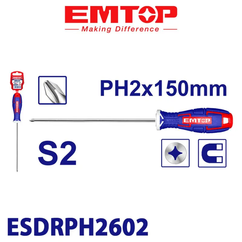 Emtop ESDRPH2602 | Phillips Screwdriver 6.0mm 150mm