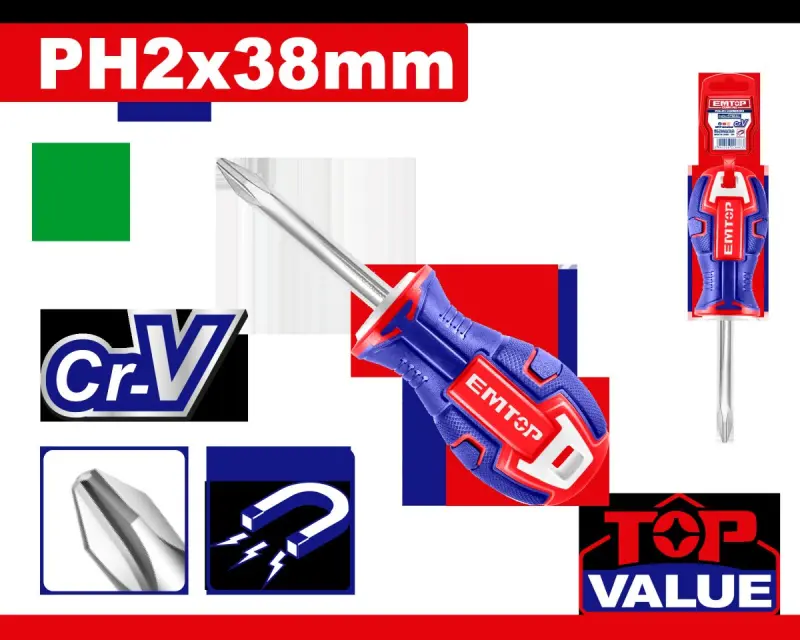 Emtop ESDRPH2038 | Screwdriver Phillips (+) 6.0mm 38mm