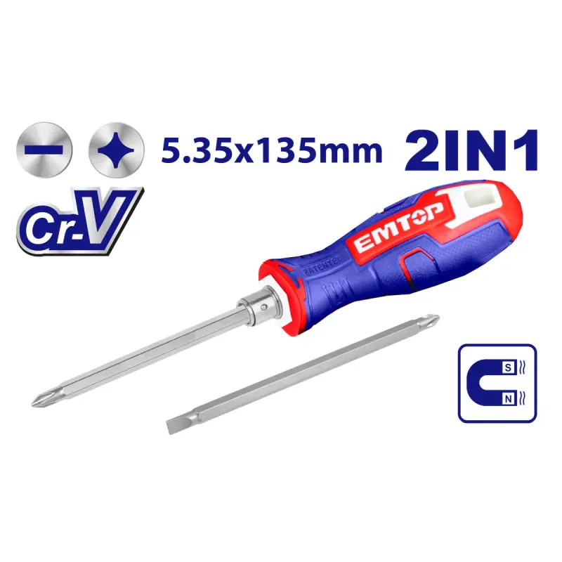 Emtop ESDRH0203 | 2-in-1 Screwdriver Bit 5x135mm