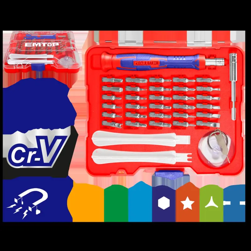 Emtop EBST03702 | Screwdriver and Bit Set 37 pcs Chrome Vanadium