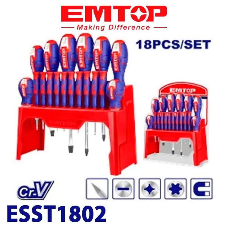 Emtop ESST1802 | Набор отверток Cr-V 18 предметов