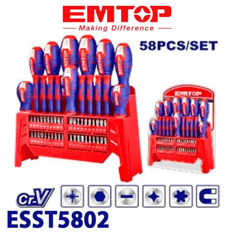 Emtop ESST5802 | Screwdriver Set Cr-V 58pcs