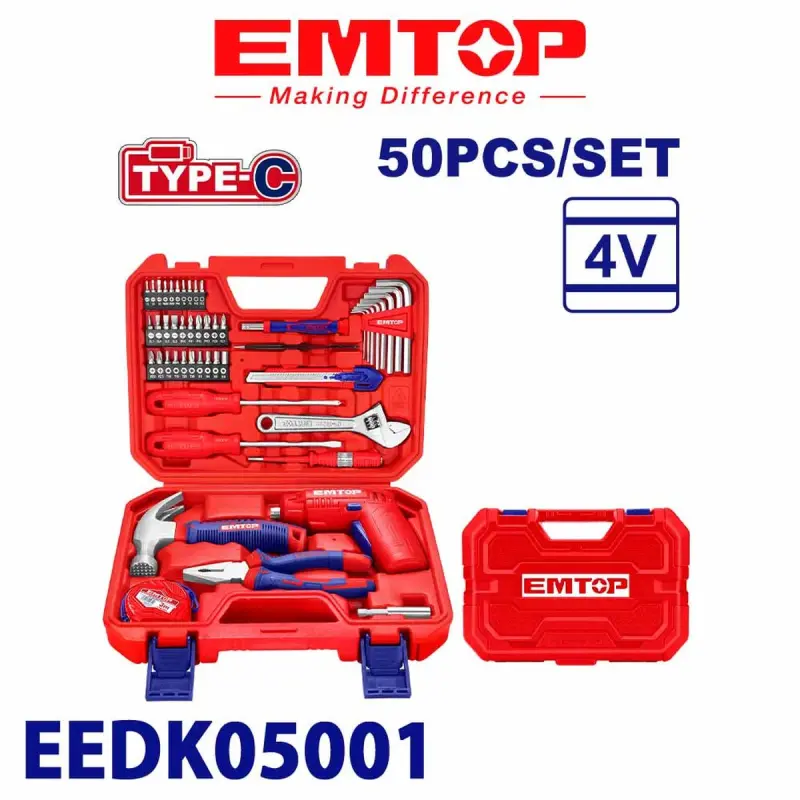 Emtop EEDK05001 | Hand Tool Set 50pcs Comprehensive Workshop Pack