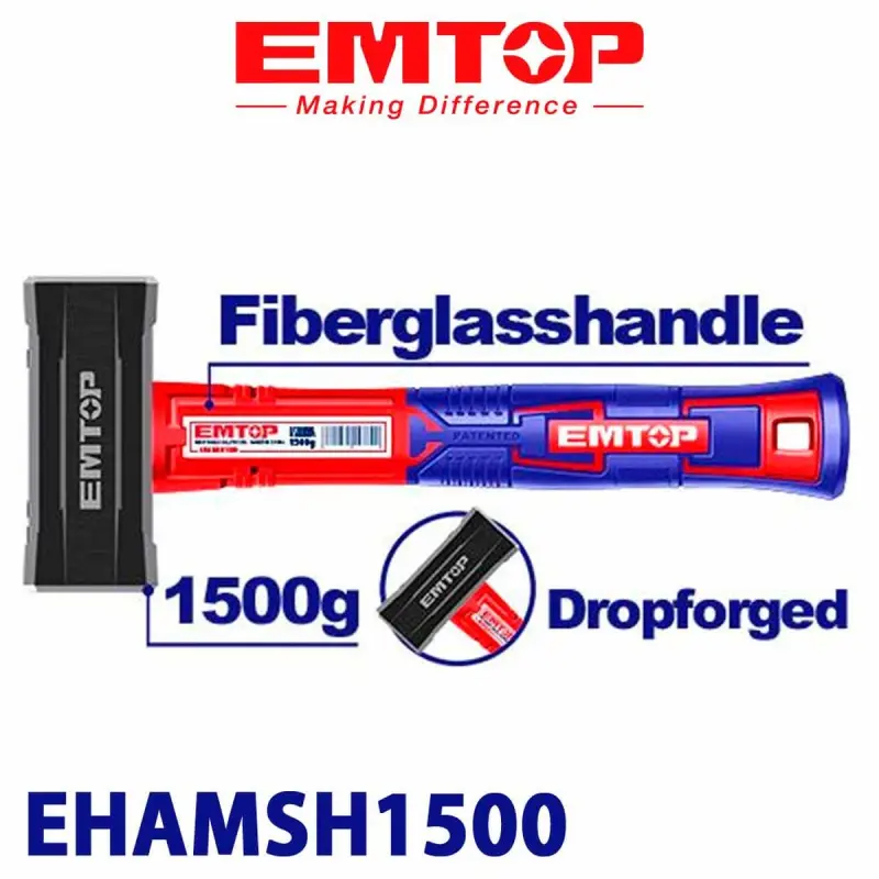 Emtop EHAMSH1500 | Hammer Sledge 1500g Heavy-Duty Steel