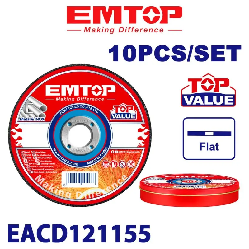 Emtop EACD121155 | Metal Cutting Disc 115x1.2mm 10 pcs