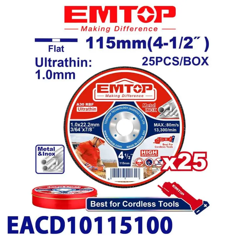 Emtop EACD11011525 | Metall kesiji disk 115x1.2mm, 25 sany