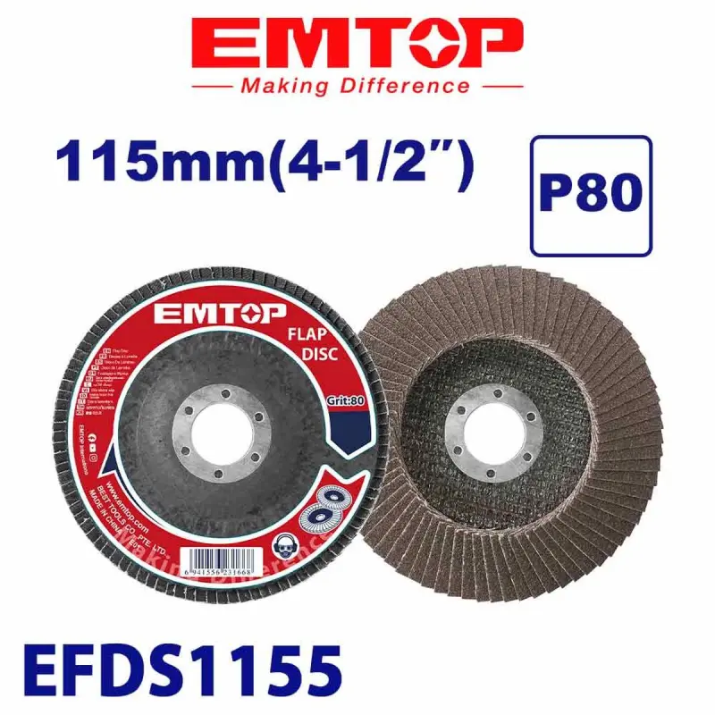 Emtop EFDS1155 | Grinding Disc 115mm P80 Metal Abrasive