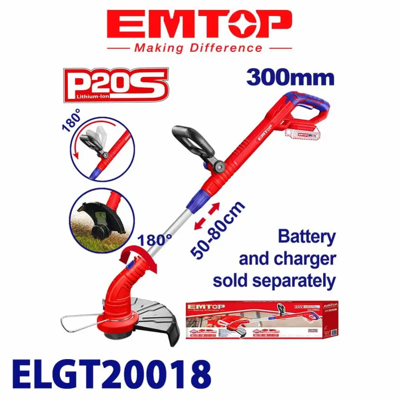 Emtop ELGT20018 | Akkumulýatorly çop biçiji 20V akkumulýatorsyz