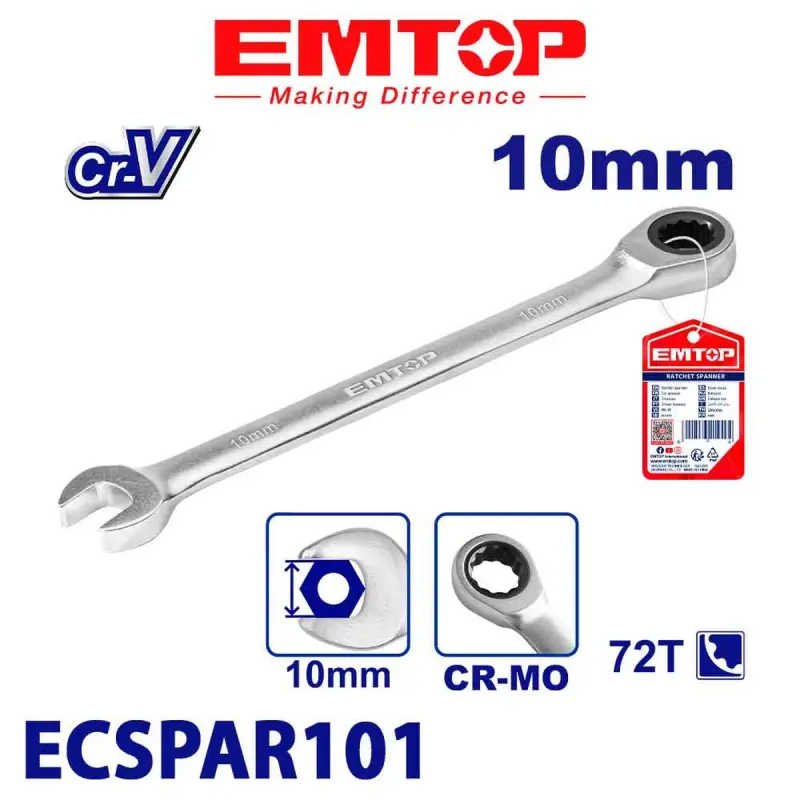 Emtop ECSPAR101 | Tizlikli Birleşdiriji Açar 10mm Cr-V