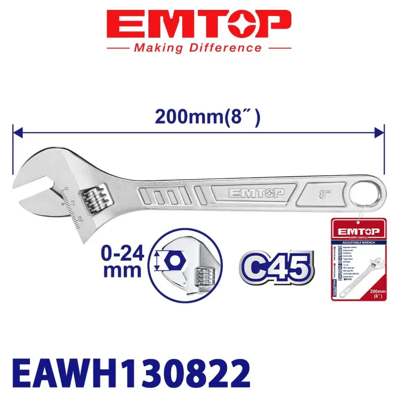 Emtop EAWH130822 | Разводной ключ 200мм Коррозионностойкий