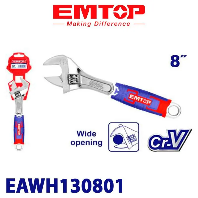 Emtop EAWH130801 | Adjustable Wrench Cr-V 200mm