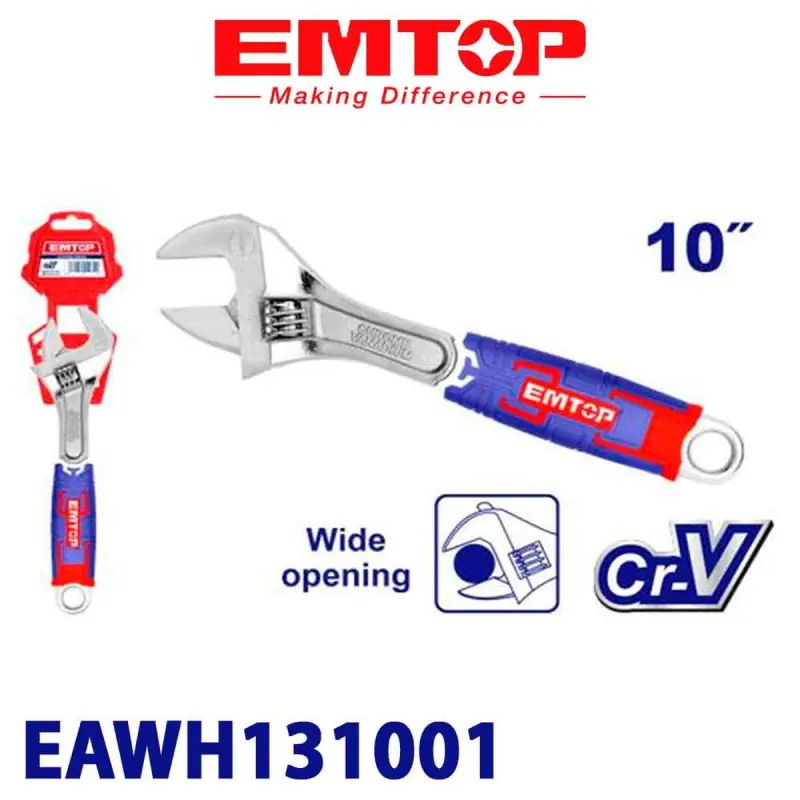 Emtop EAWH131001 | Adjustable Wrench Cr-V 250mm