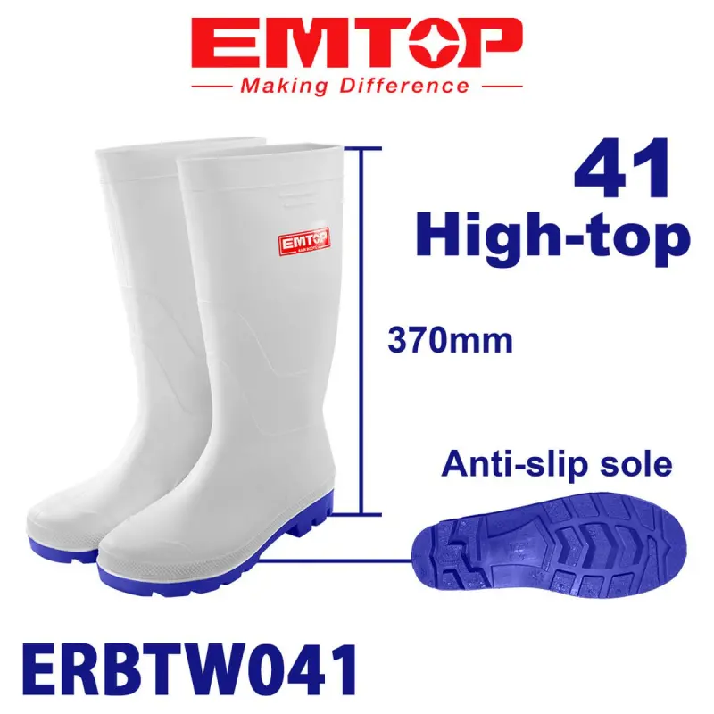 Emtop ERBTW041 | Резиновые сапоги 41 белые водонепроницаемые