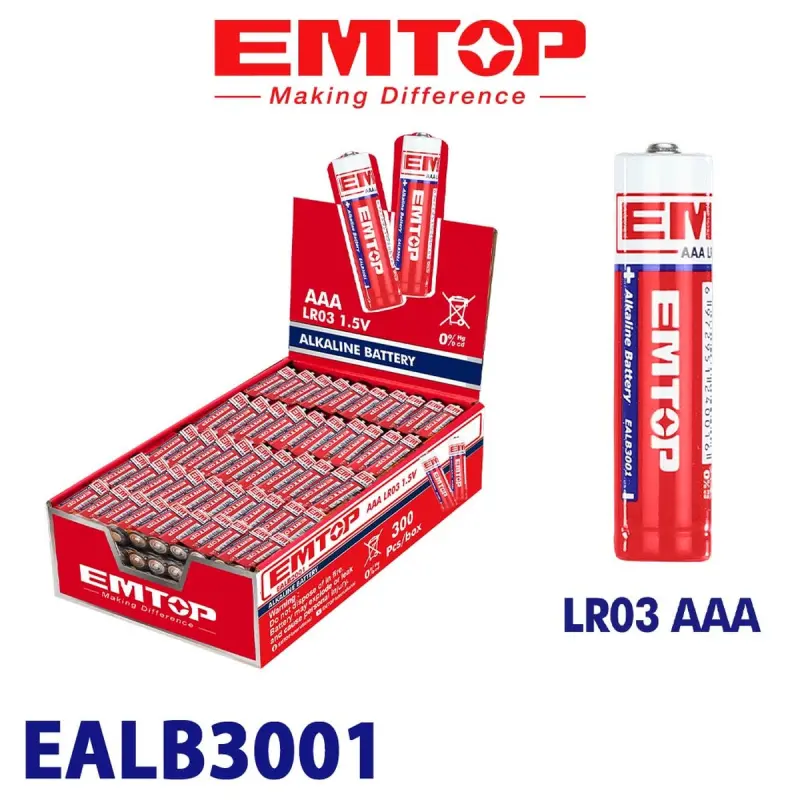 Emtop EALB3001 | LR03 AAA Battery Bulk Pack 1.5V 900 pcs