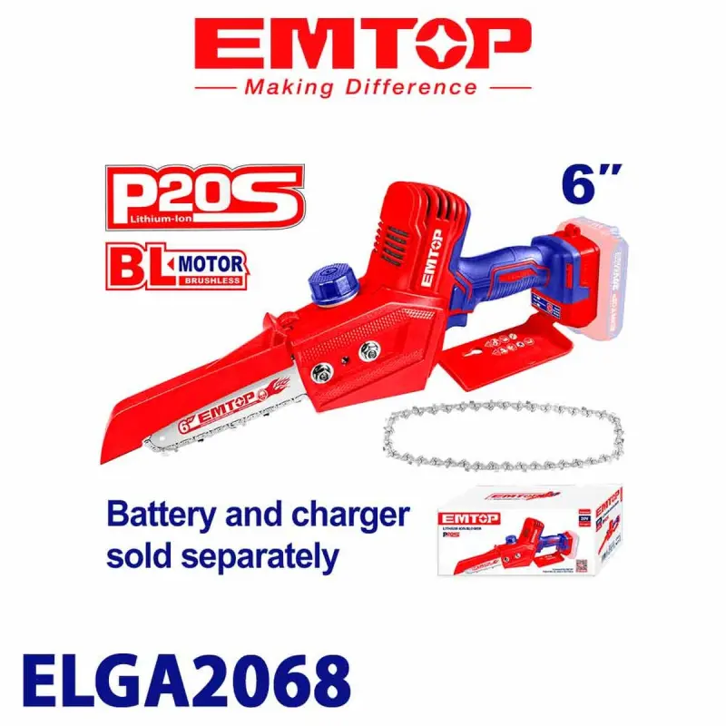 Emtop ELGA2068 | Akkumulýatorly zynjyrly pila 20V 6 dýuým