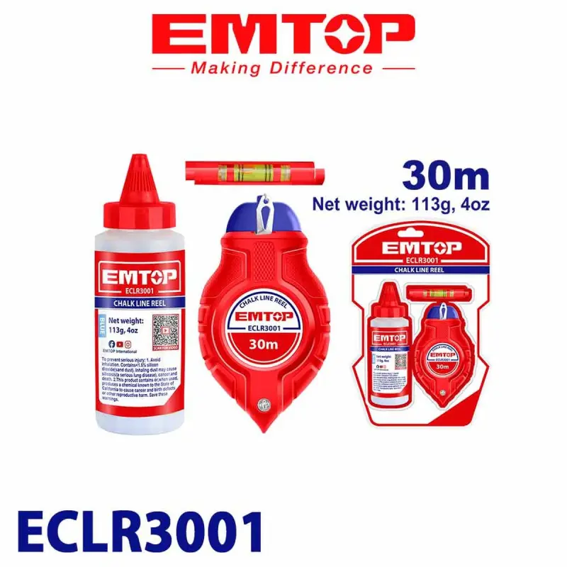 Emtop ECLR3001 | Разметочный шнур 30м Прочное исполнение